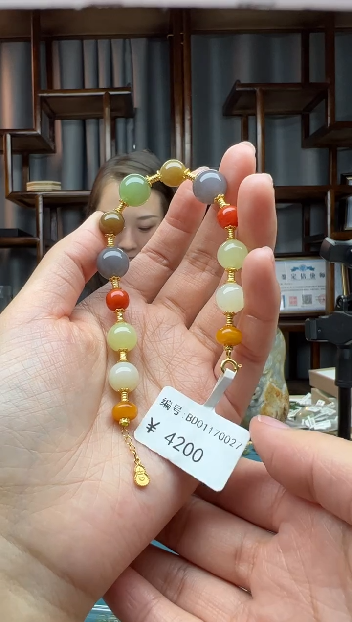 【闪购商品】和田玉颈饰18K金镶嵌手串