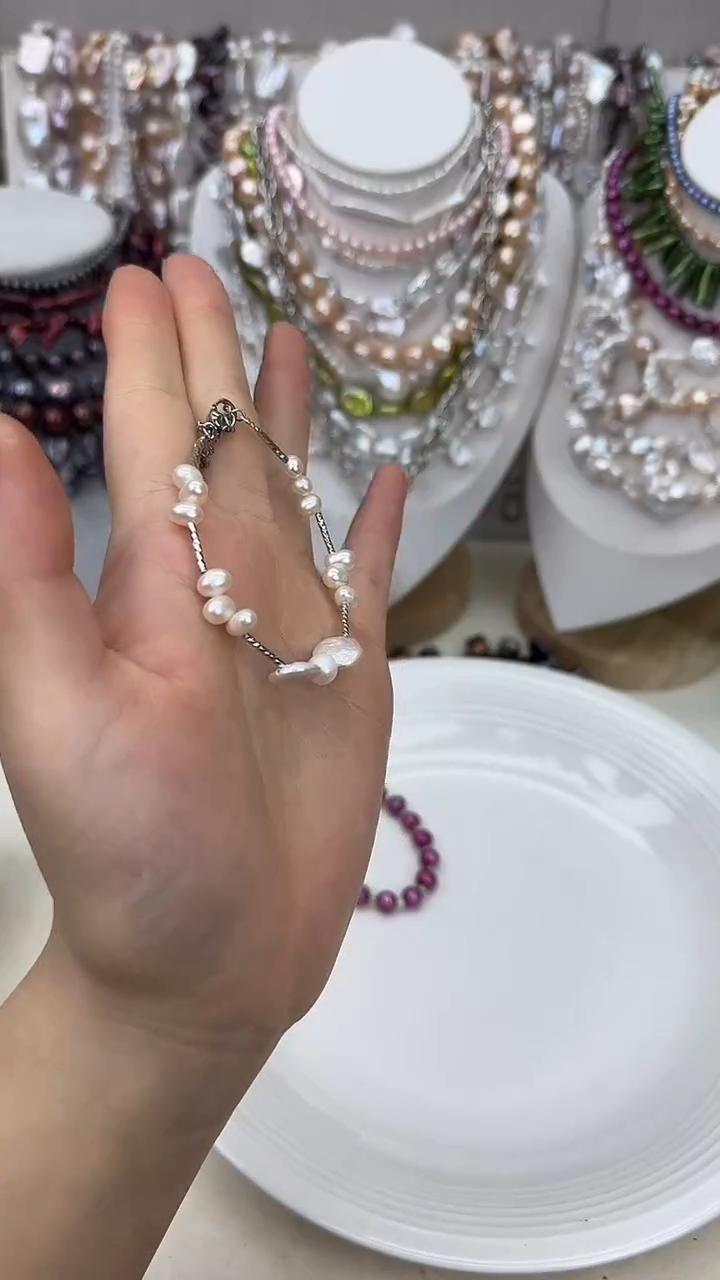 项链银S925镶嵌淡水珍珠1