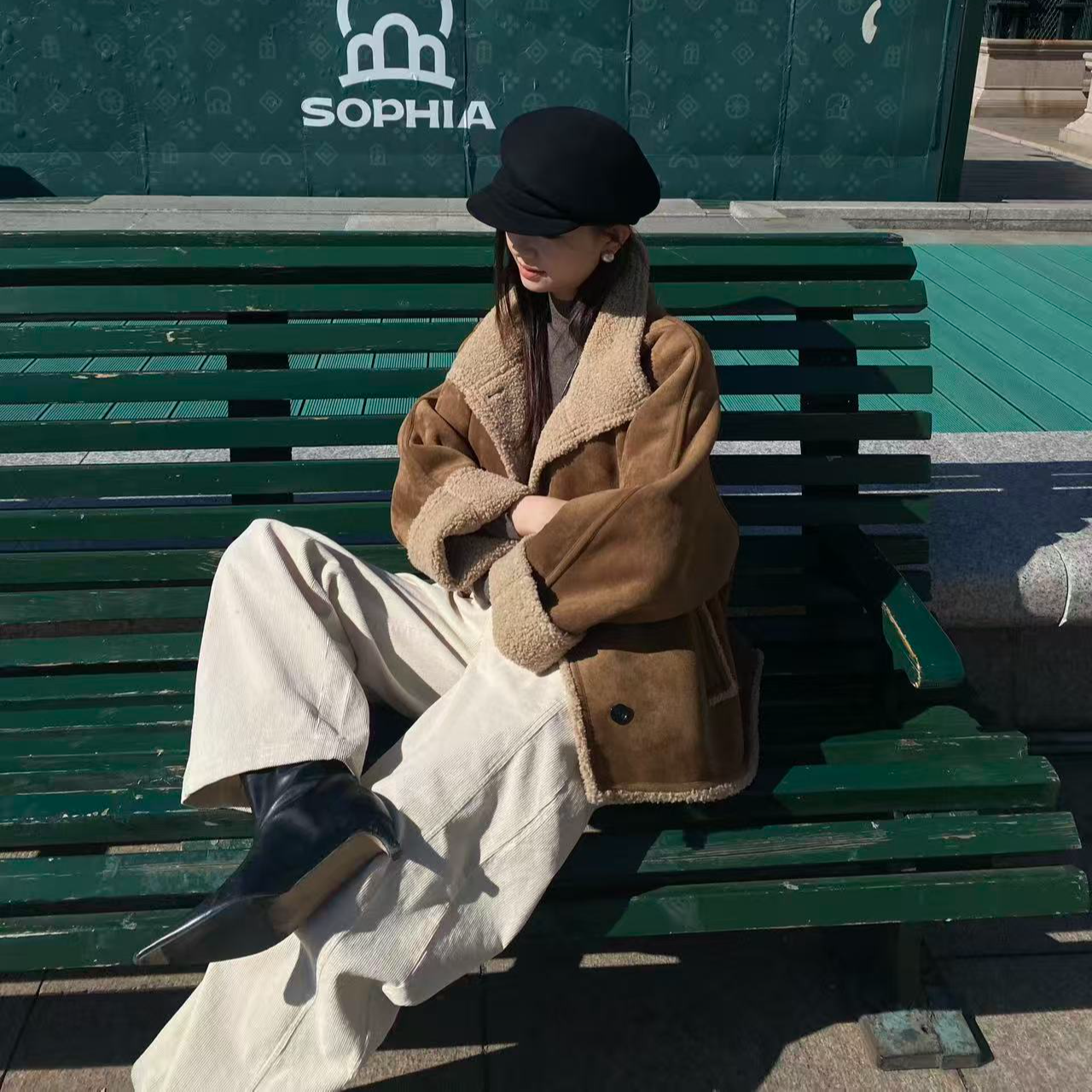 【香姐AND】【7620561】冬季时尚爆款磨砂毛毛外套韩版巨百搭衣长68