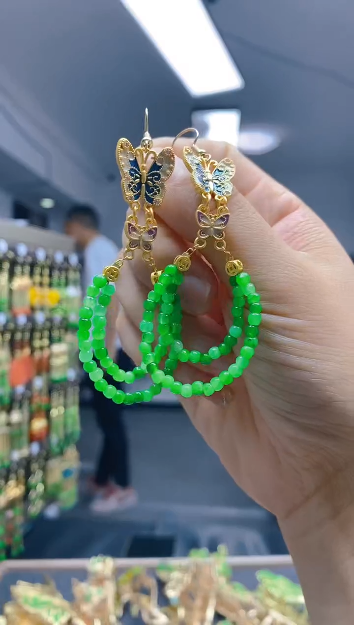 【闪购商品】翡翠耳饰合金80翡翠耳钩