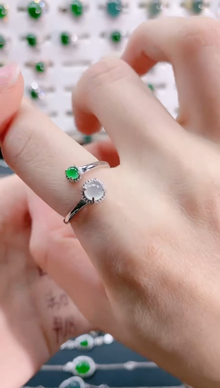 【闪购商品】翡翠戒指银S925镶嵌天然翡翠