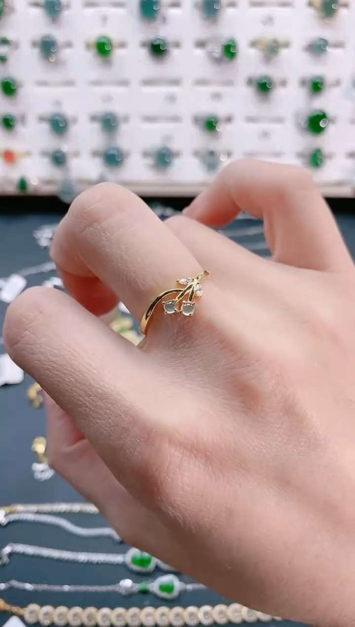 【闪购商品】翡翠戒指银S925镶嵌天然翡翠