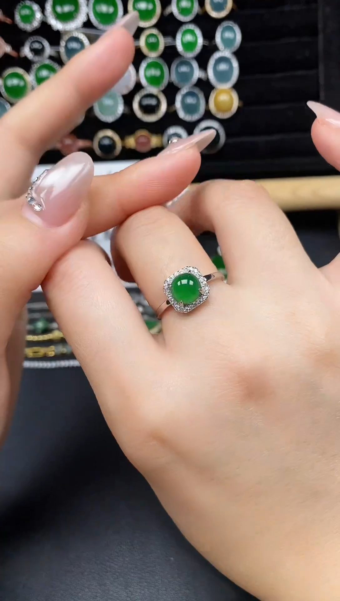 银S925镶嵌戒指翡翠53888