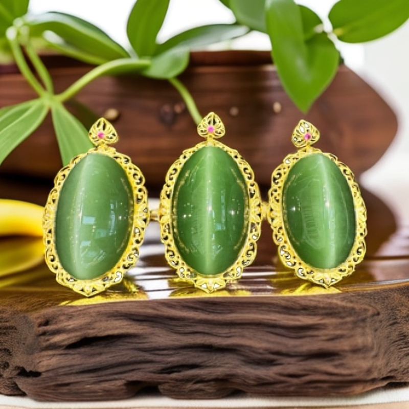 L【四哥珠宝】和田玉碧玉猫眼吊坠一线猫多样性发货拍一发一