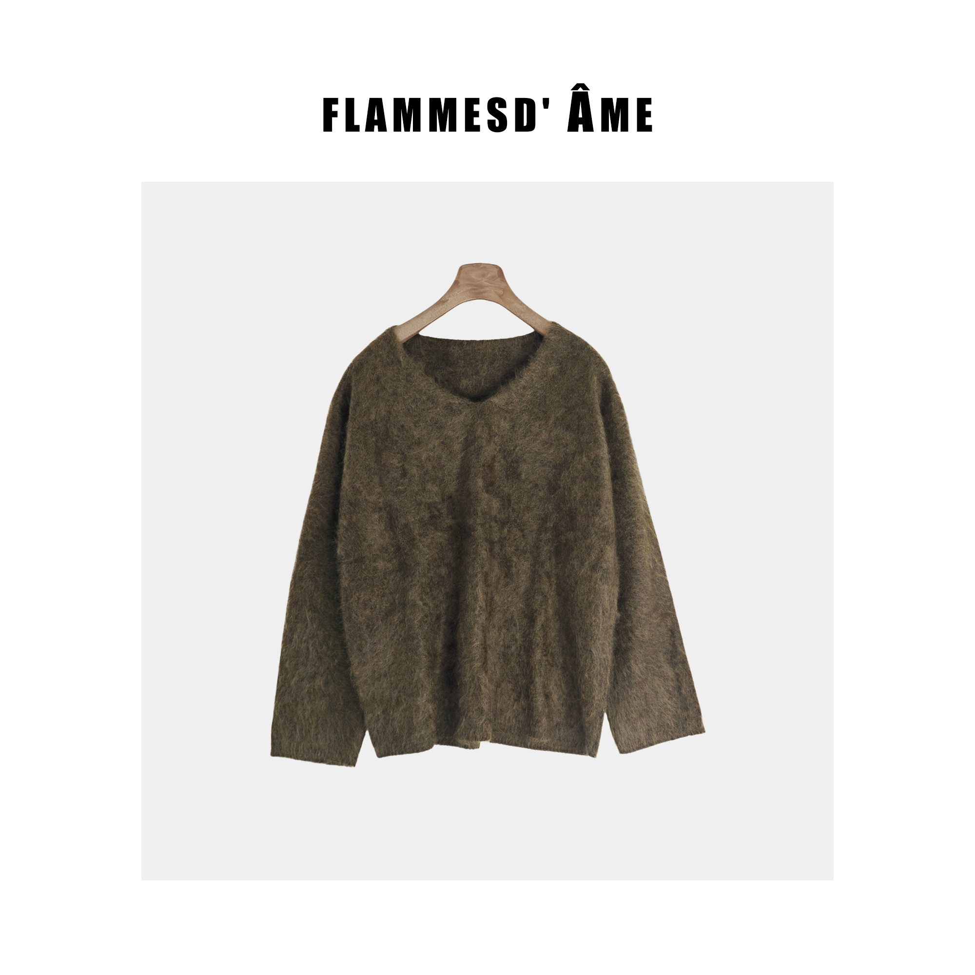 【绒意】100山羊绒拉毛V领羊绒衫