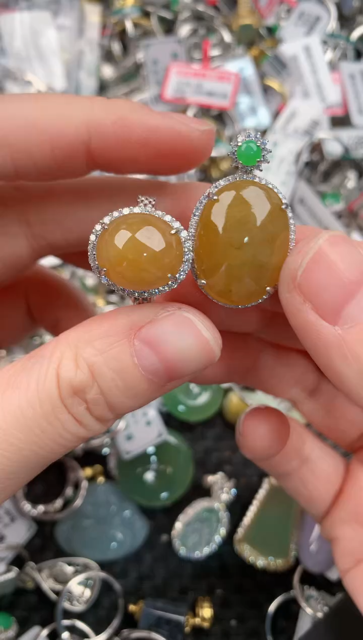 银S925镶嵌戒指翡翠222---2