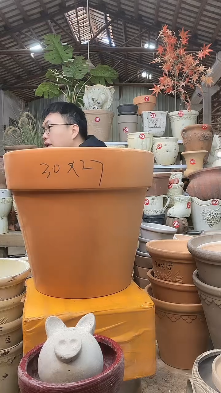 【闪购商品】缸1个30*27红陶反比例无托