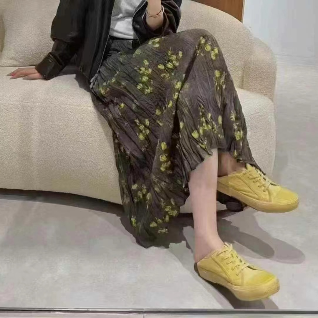 夏季碎花半身裙A字裙常规时尚韩版外穿百搭INS风高腰中长裙