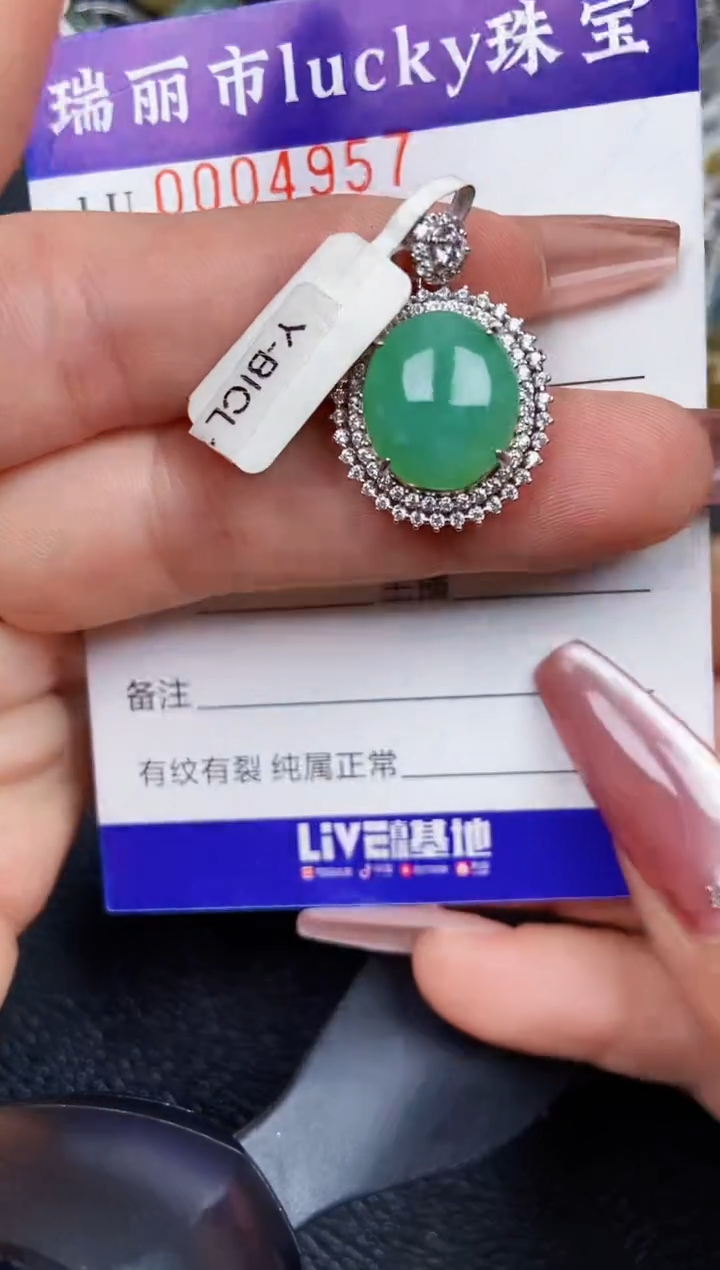 翡翠银S925镶嵌颈饰4957