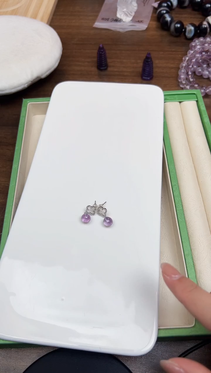 银S925镶嵌耳饰水晶悦4148