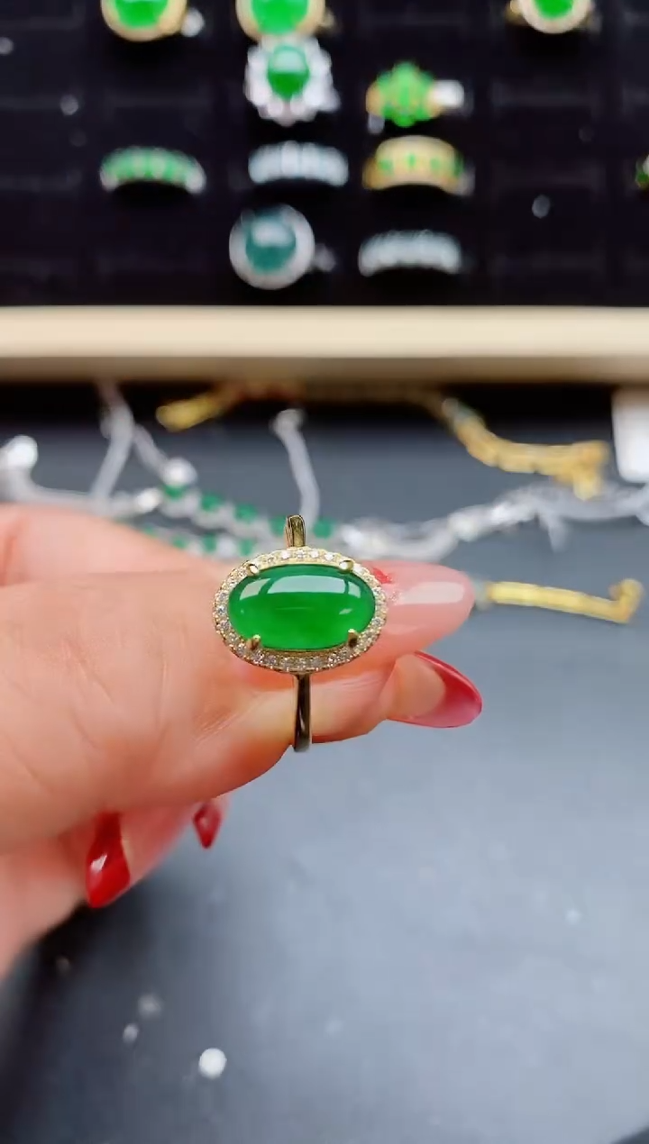 【闪购商品】翡翠戒指银S925镶嵌1321