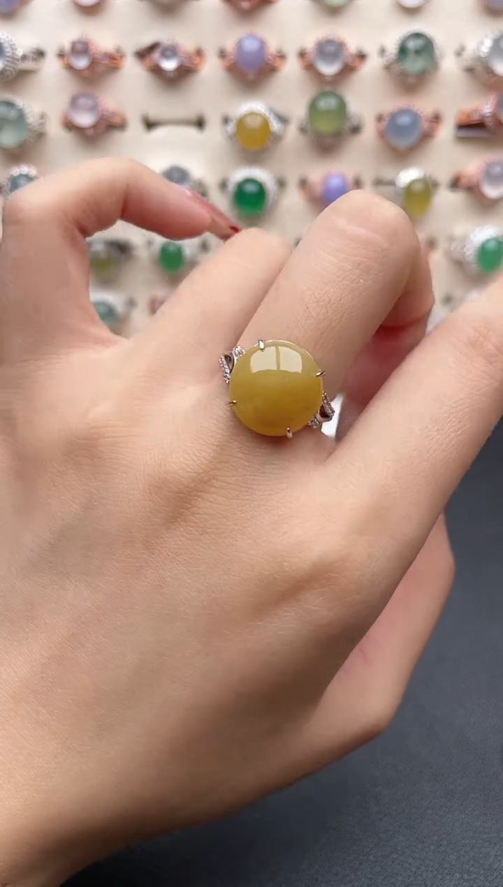 【闪购商品】翡翠戒指银S925镶嵌一物一证一礼盒