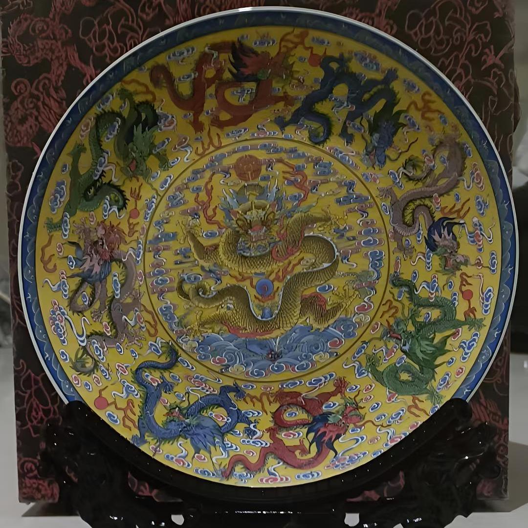 龙纹盘子桌面摆件