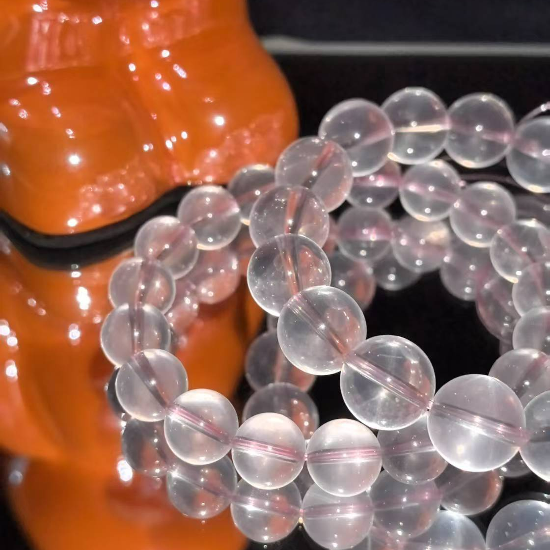 【慧發珠宝店】天然纯净体透体粉水晶手串单圈