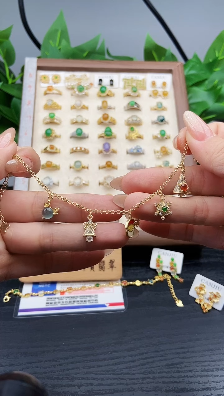 银S925镶嵌手链翡翠1