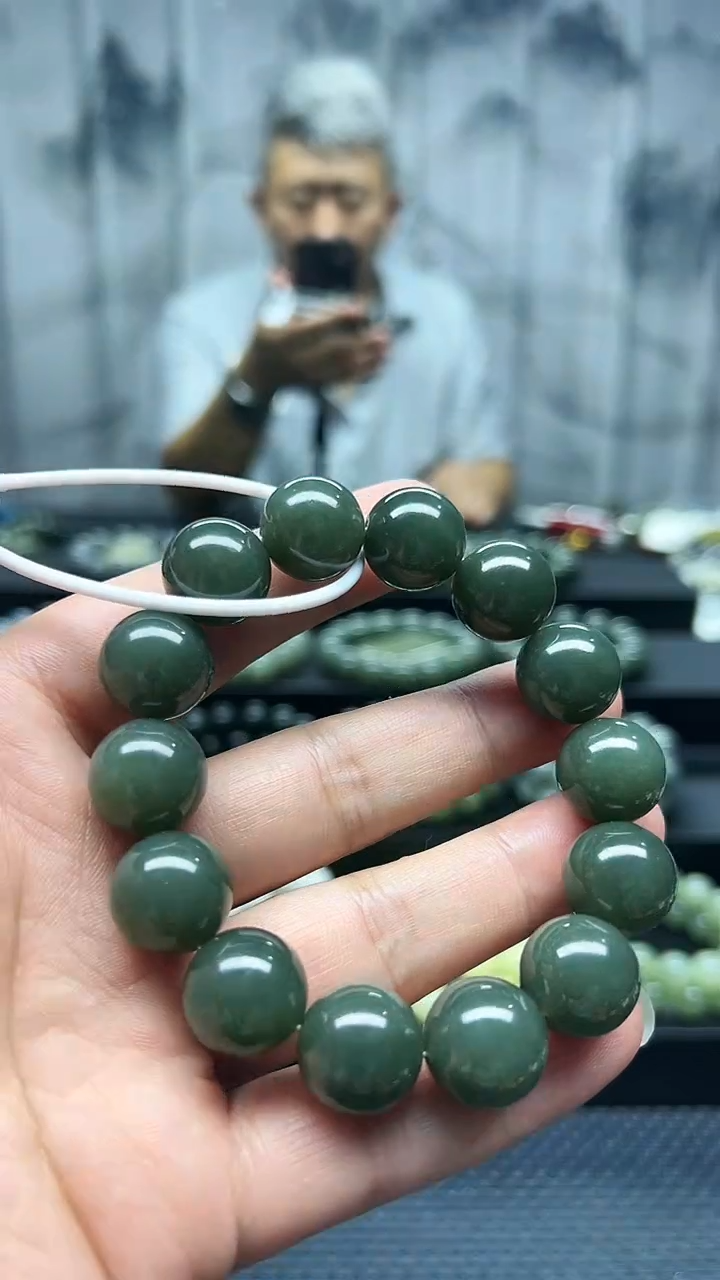 手串未镶嵌和田玉且末天空蓝卡16纯天然拍一发一