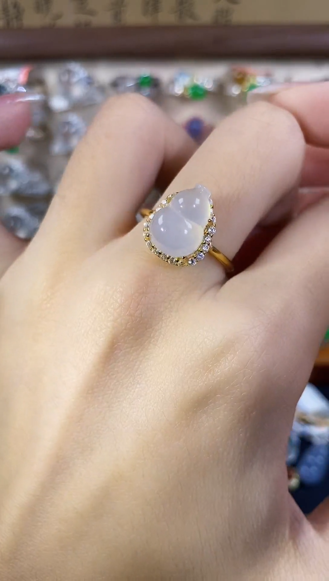 银S925镶嵌戒指翡翠天然A货翡翠12