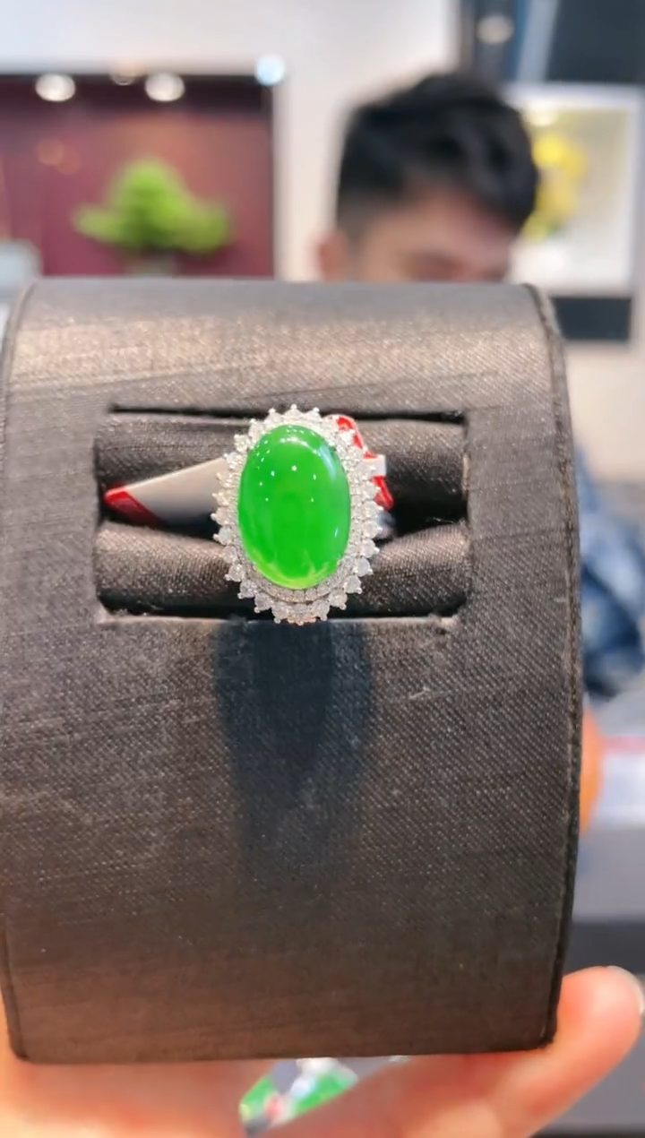 【闪购商品】翡翠18K金镶嵌颈饰A87两用款戒指天然A货翡翠