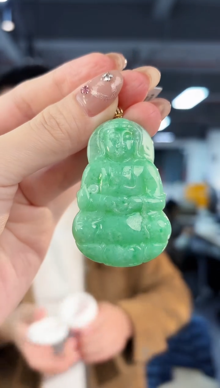 【闪购商品】翡翠颈饰18K金镶嵌缅料A货/支持复检/一件