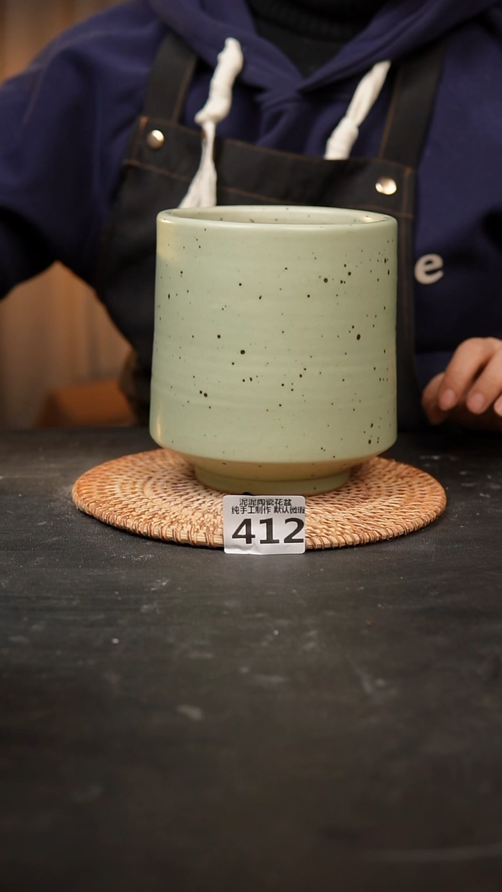 【闪购商品】瓷片412泥泥手工花盆口11高15