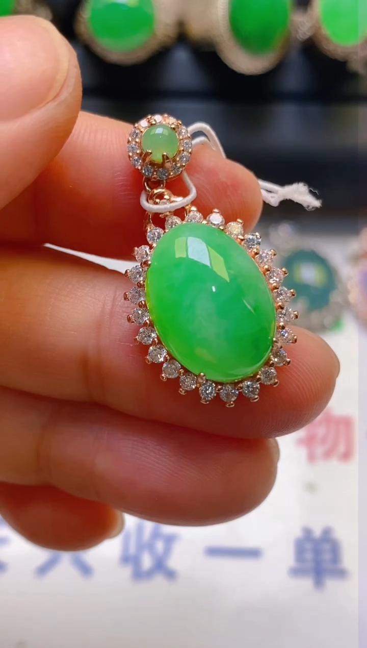 【闪购商品】翡翠耳饰银S925镶嵌天然A货翡翠1