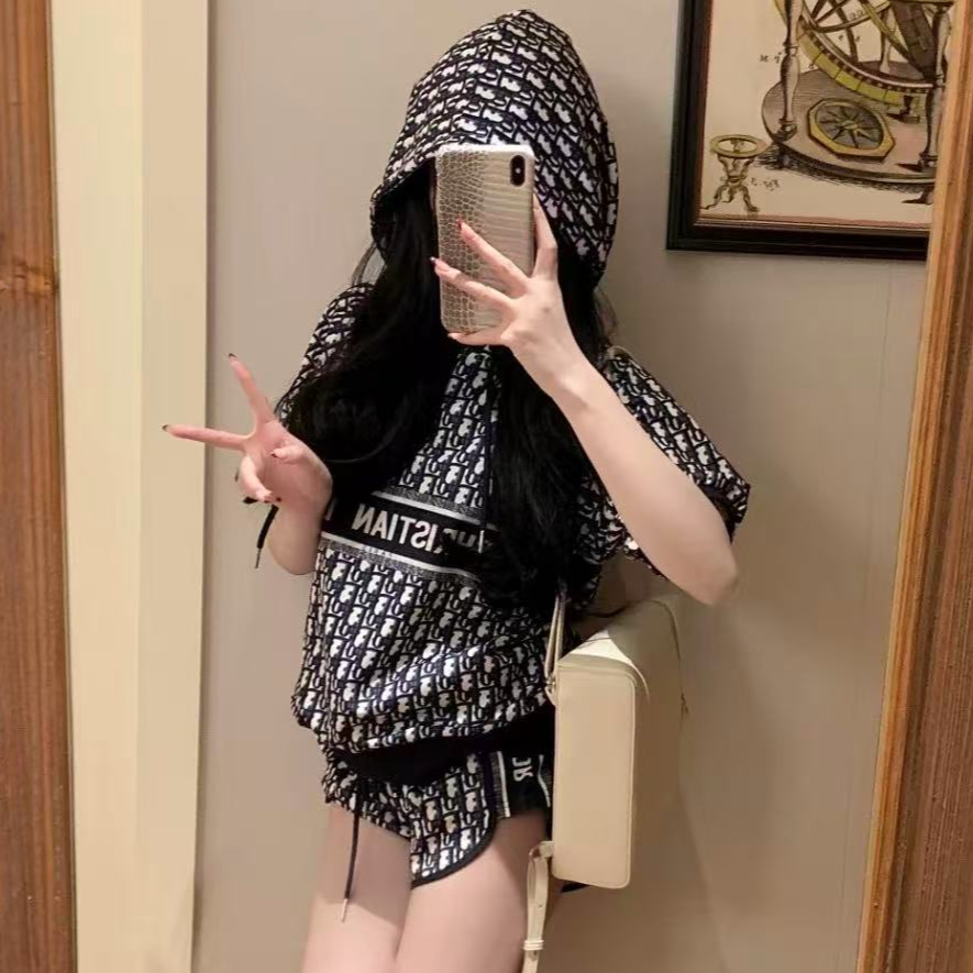 未使用 DIOR/迪奥 短袖连帽衫 灰色S 海军蓝XS  