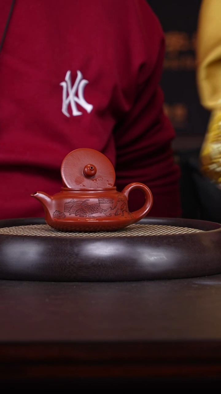 【闪购商品】紫砂茶壶姚黎明02-34冰窖大红袍扁曲230c