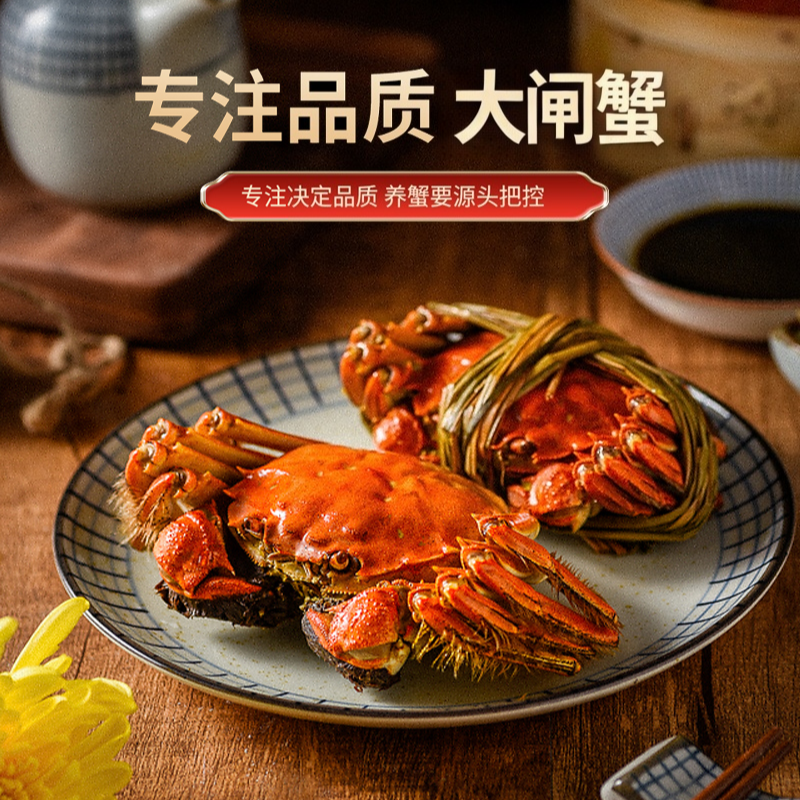 鲜活红膏大闸蟹 公6-5.7两 母5-4.7两 加2只到手8只/4只 礼盒顺丰