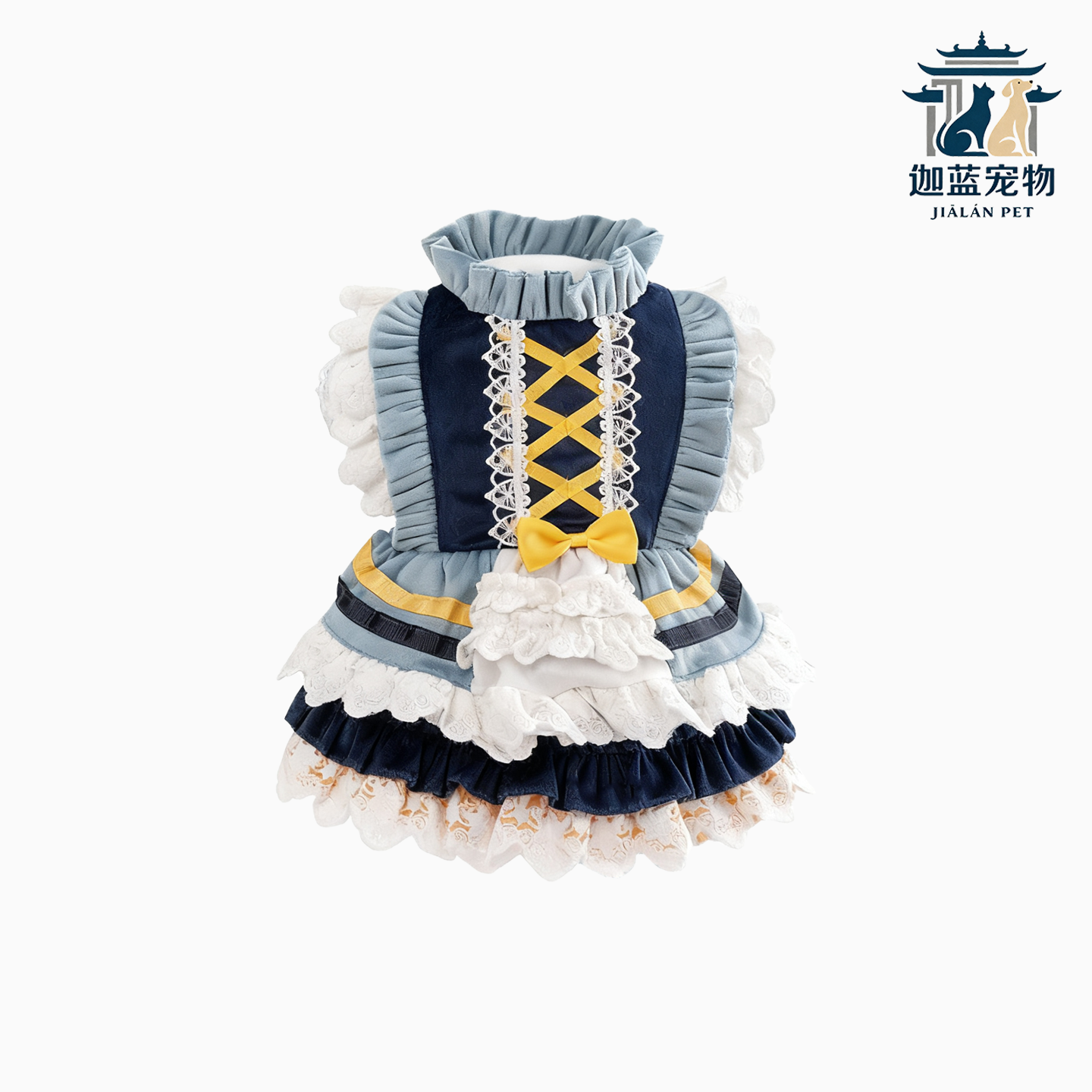JIALAN PET迦蓝宠物衣服孔雀蓝洛丽塔裙蕾丝裙狗狗公主裙春夏薄款
