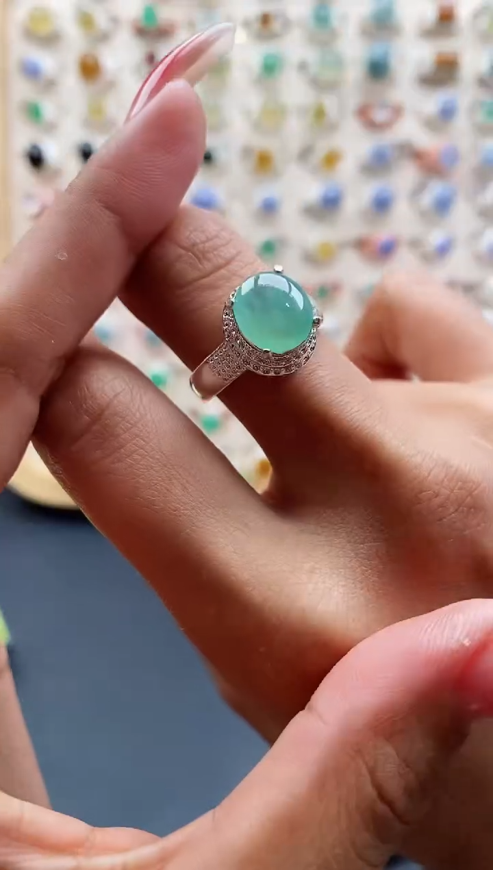 【闪购商品】翡翠戒指未镶嵌缅甸天然A货翡翠555 6+5