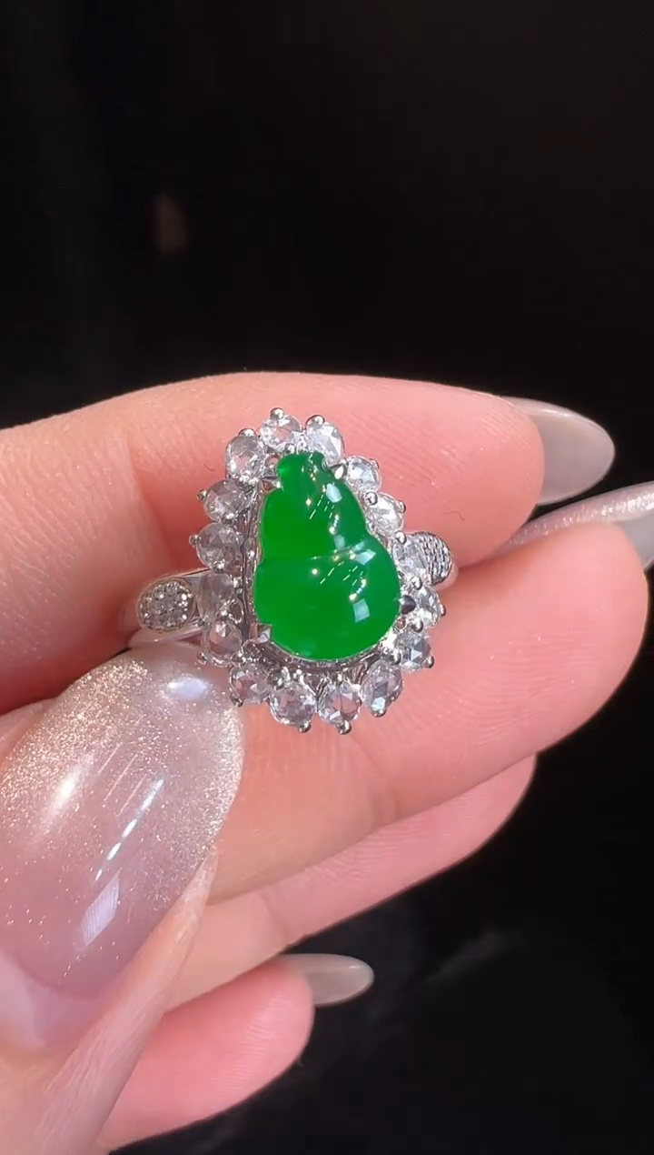 【闪购商品】翡翠戒指18K金镶嵌戒指