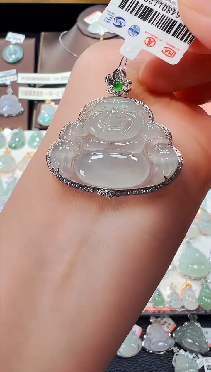 【闪购商品】翡翠吊坠(不含链)18K金镶嵌佛公吊坠1129