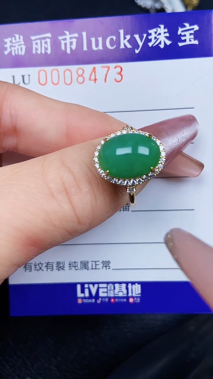 颈饰银S925镶嵌翡翠8473