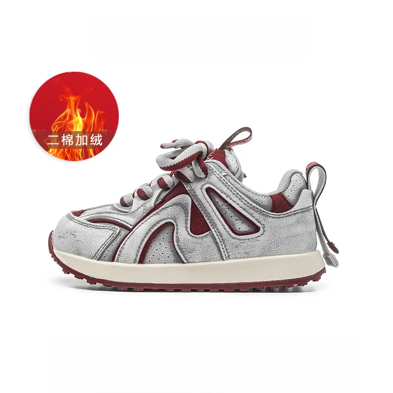 儿童运动鞋2025冬季新款男女童时尚复古板鞋百搭款休闲鞋