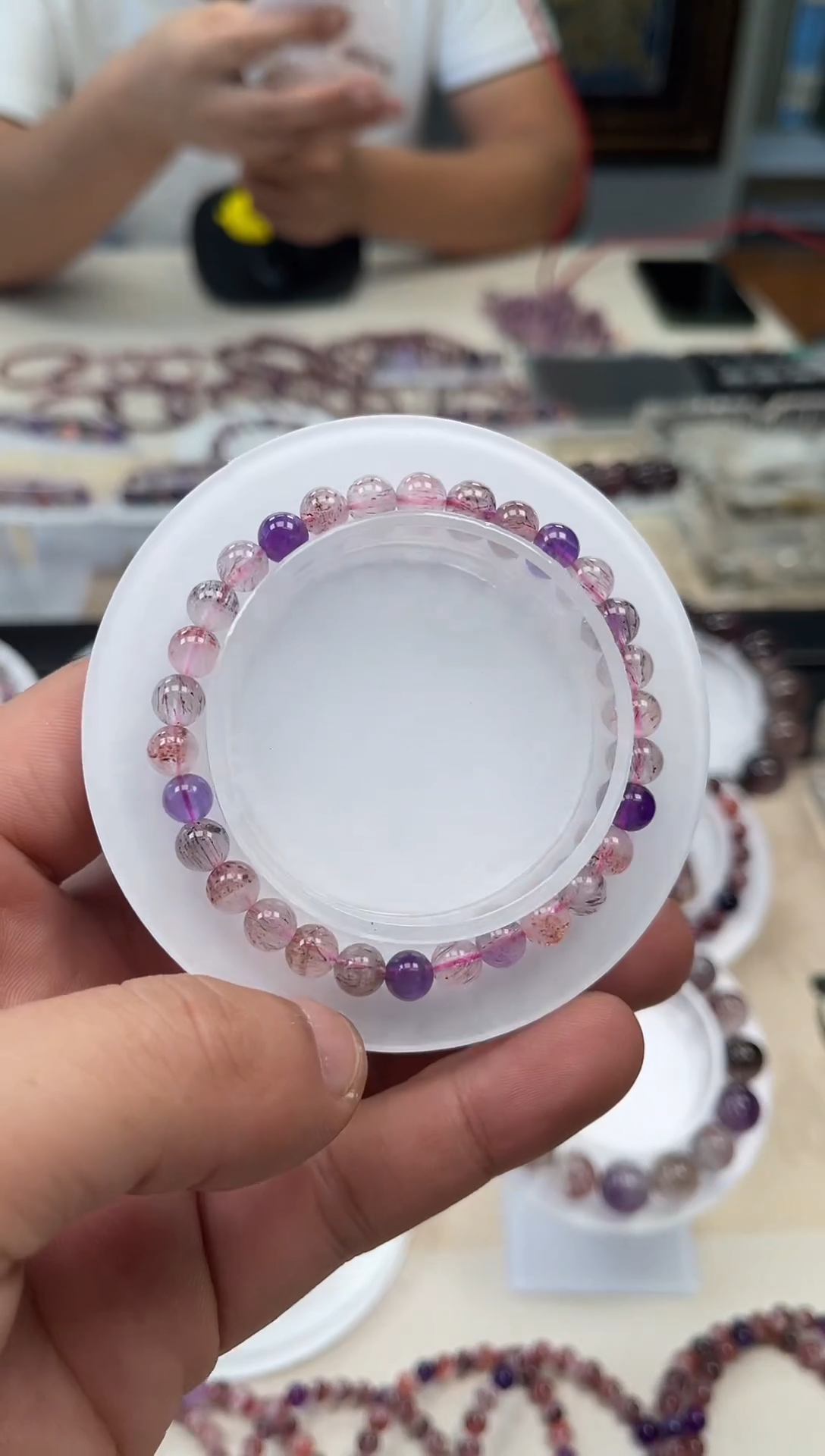未镶嵌手串水晶超七金草莓6mm 多样性发一