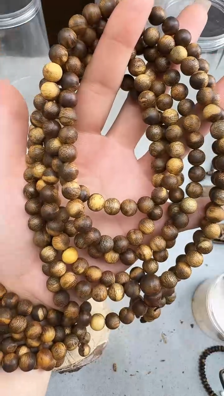 沉香手串0821虎斑棋圆珠多圈多样性发一