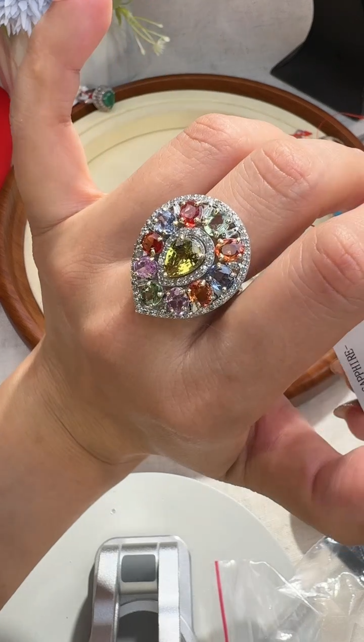 【闪购商品】蓝宝石戒指银S925镶嵌戒指