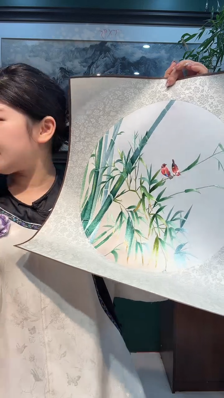 竖款非遗苏绣手工刺绣绣片