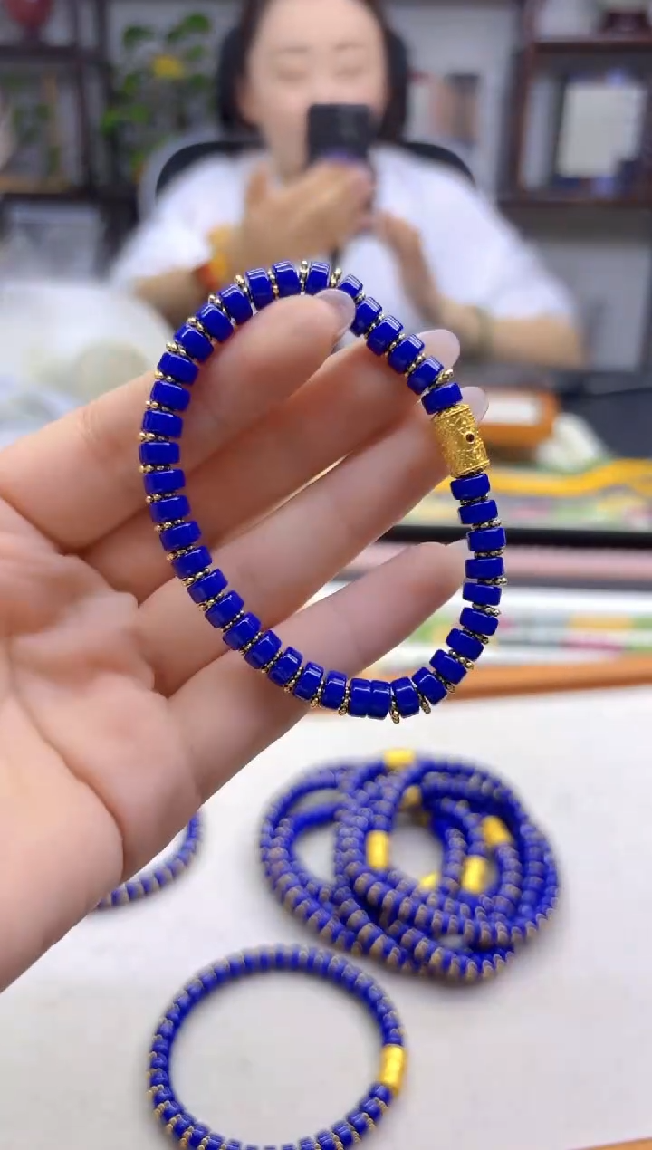 14K金镶嵌青金石手链DIY款S916