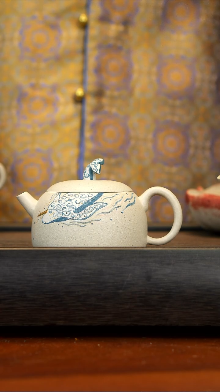 【闪购商品】紫砂茶壶宜兴紫砂  白玉大鱼海棠