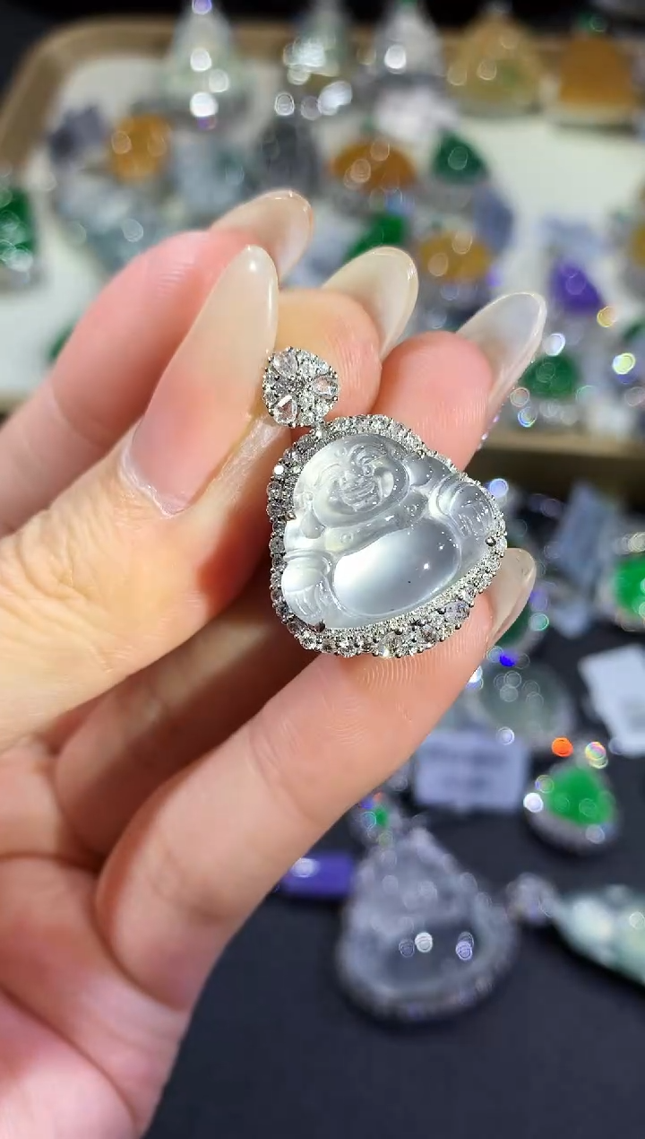 【闪购商品】翡翠吊坠(不含链)18K金镶嵌107-佛公