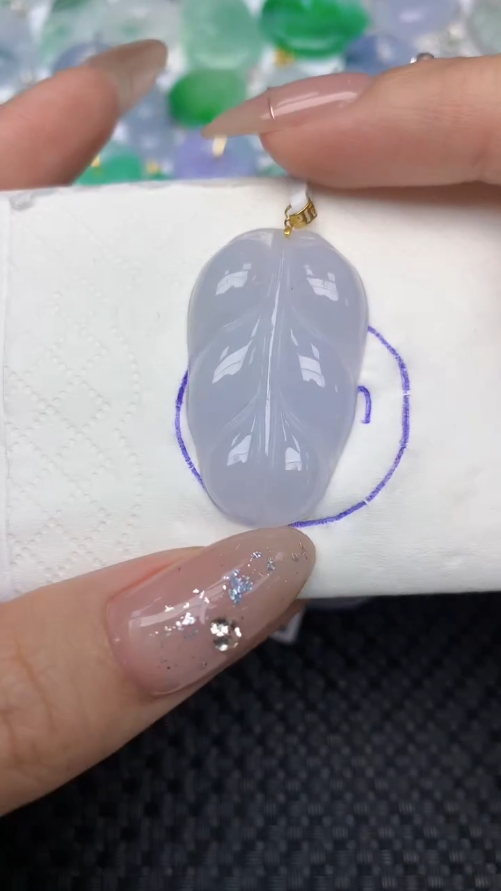 颈饰18K金镶嵌翡翠天然缅甸翡翠a货百元以上9元证书费自理