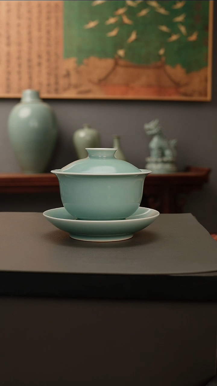 杯原产地原矿  元宝三才盖碗 
