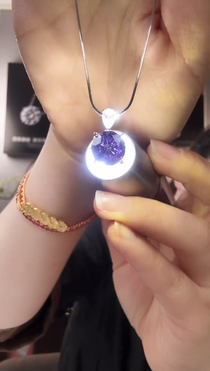 主播定制链接 紫色吊坠5ct+链子