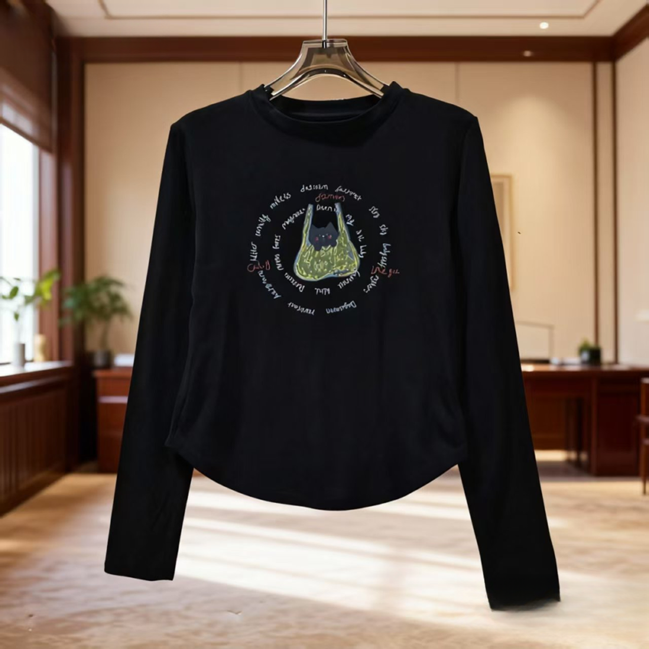 媛媛家百搭时尚T恤12049长袖休闲秋冬款