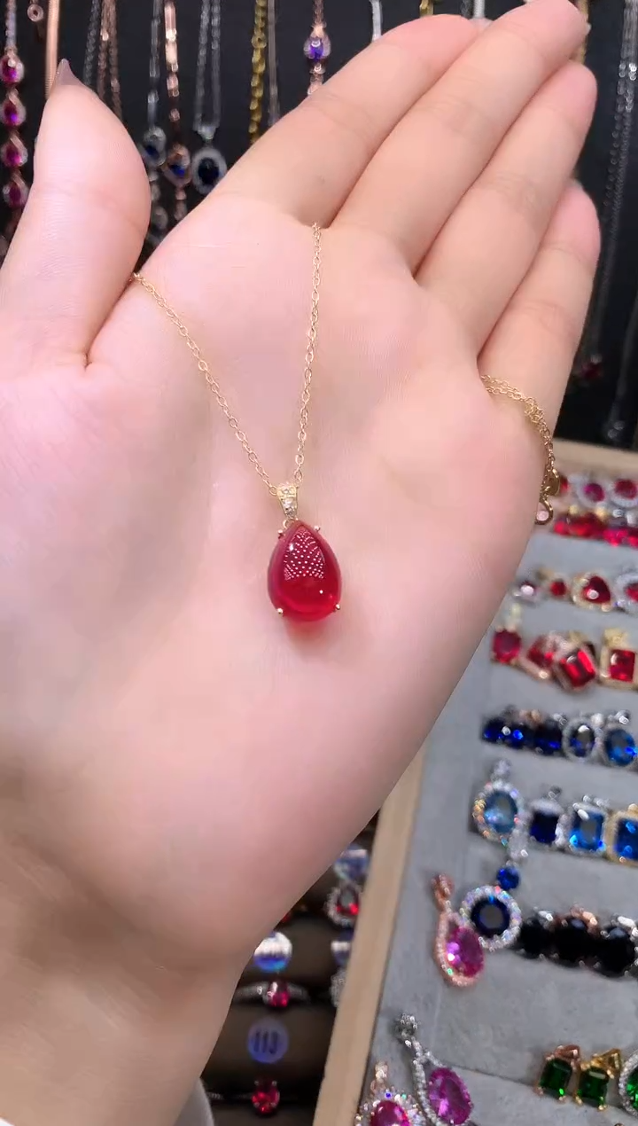 银S925镶嵌吊坠(赠链)红宝石金