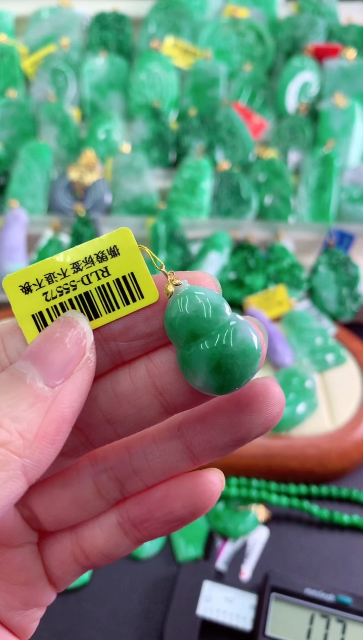 翡翠18K金镶嵌吊坠(不含链)挂件