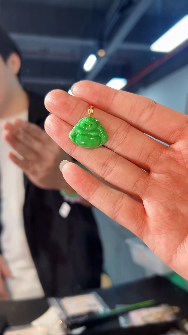 【闪购商品】翡翠颈饰18K金镶嵌缅料A货/支持复检/一件