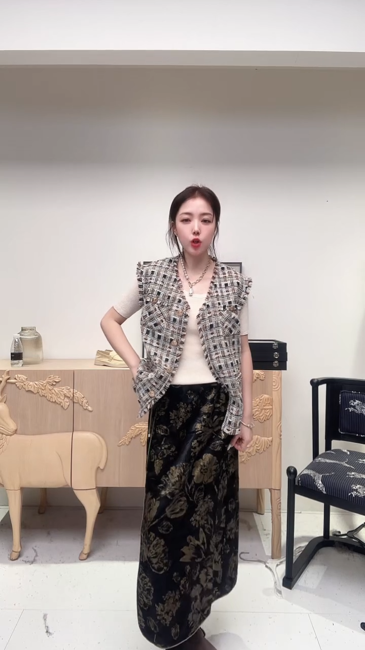 新中式烫金提花半裙