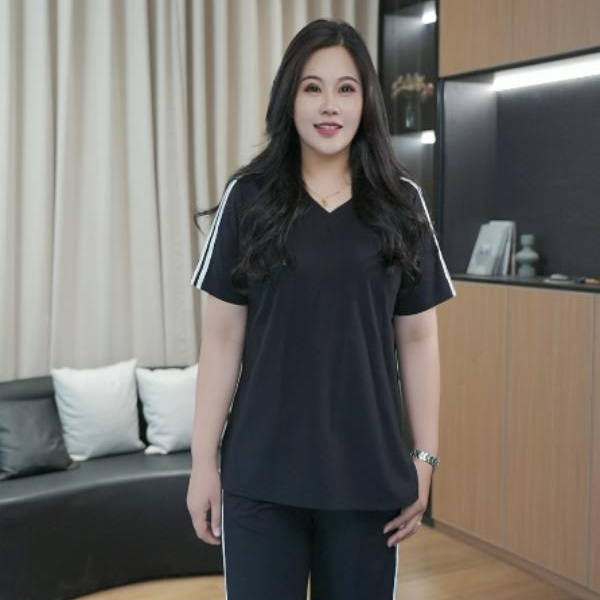 【夏季套装】爱朴品牌大码女装洋气时尚显瘦遮肉休闲短袖运动套2771